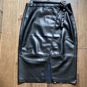 Faux leather midi pencil skirt